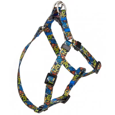 Шлея з нейлону з візерунком CRAZY  та пластиковою пряжкою