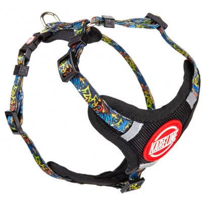 Шлея з нейлону з візерунком CRAZY логотипом та  пл. пряжк, 15 мм А:320-480 мм,В:400-500мм