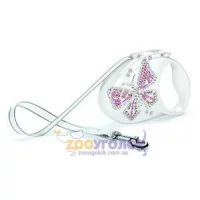 Flexi Повідець-рулетка Glam S білий перламутр стрічка, довжи..