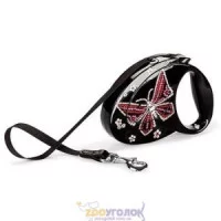 Flexi Повідець-рулетка Glam M чорний онікс, стрічка, довжина..