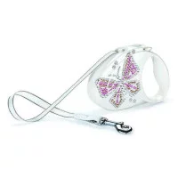 Flexi Повідець-рулетка Glam M білий перламутр стрічка, довжи..