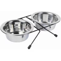 Trixie Миски металеві на підставці, 2 шт