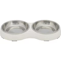 Trixie миска  для котів подвійна біла меламін/метал 2*0,2л