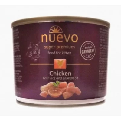 Nuevo Kitten  вологий корм з куркою, рисом і жиром лосося, для кошенят, 200г