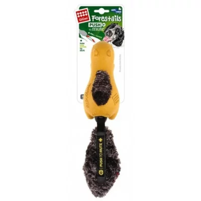 PUSH to mute Іграшка для собак Білка з відключеною пищалкою, жовтий гума, штучне хутро