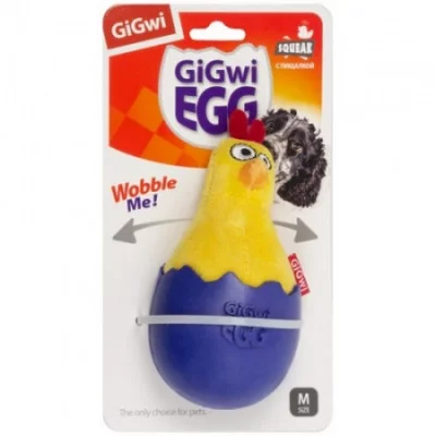GiGwi Basic,  Іграшка для собак Курча-неваляшка з пищалкою текстиль, гума, М