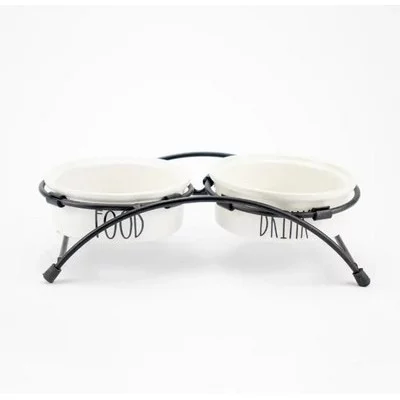 Agility Підставка з керам. мисками з нержавіючої сталі