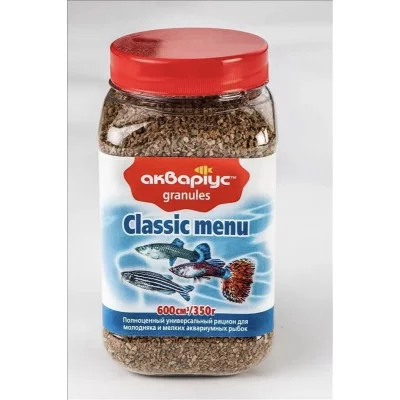 (Аквариус) Классик-меню гранулы, молодняк, банка, 10шт/уп