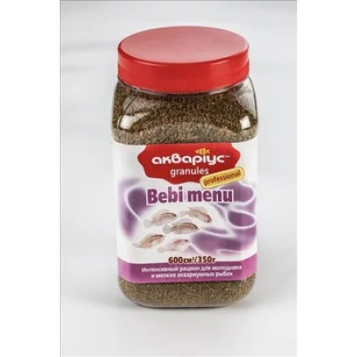 (Аквариус) Беби-меню гранулы, банка, 10шт/уп