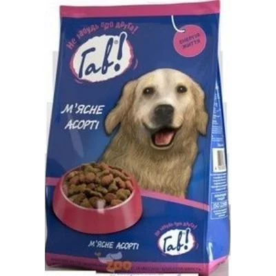 ГАВ  повнораціонний сухий корм для дорослих собак з м'ясним асорті