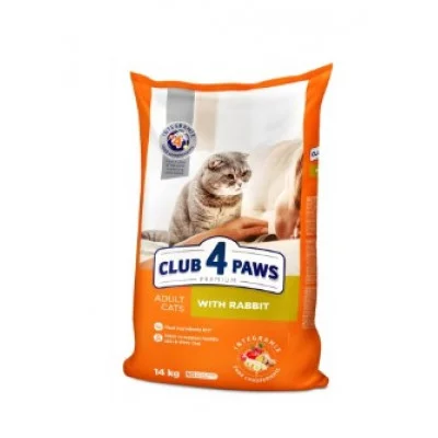 CLUB 4 PAWS Преміум повнораціонний сухий корм для дорослих котів з кроликом