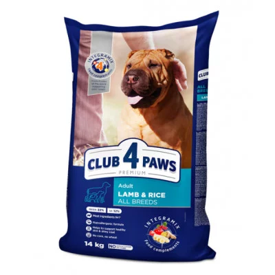 CLUB 4 PAWS Преміум сухий корм для дорослих собак усіх порід з м’ясом ягняти та рисом