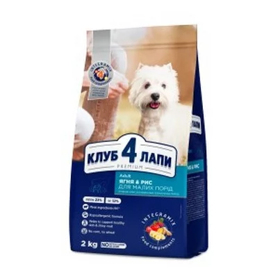 CLUB 4 PAWS Преміум сухий корм для дорослих собак малих порід з м’ясом ягняти та рисом
