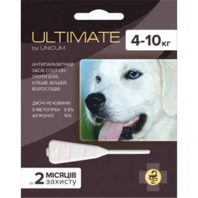 UNICUM ULTIMATE краплі від бліх для собак 4-10 кг 1 піпетка