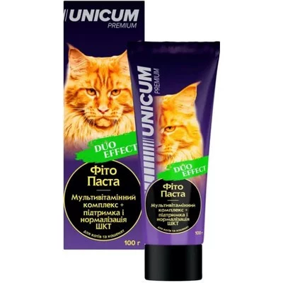 Фітопаста UNICUM мультивітамінний комплекс + підтримка і нормалізація ШКТ для котів та кошенят