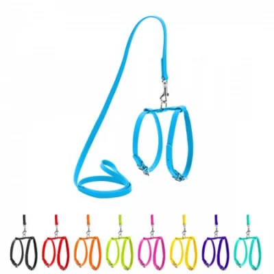 Collar WAUDOG Шлея з повідцем Glamour S, шкіряна 12мм, 115 см, 20-30 см 30-40 см