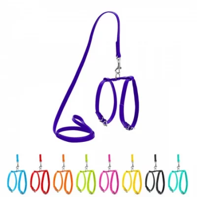 Collar WAUDOG Шлея з повідцем Glamour S, шкіряна 12мм, 115 см, 20-30 см 30-40 см