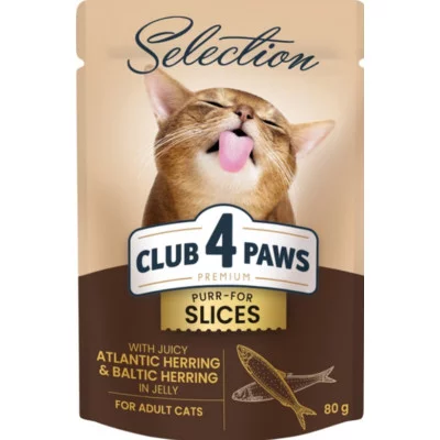 CLUB 4 PAWS плюс селекшн повнораціонний консервований корм для дорослих котів, пауч 80 гр