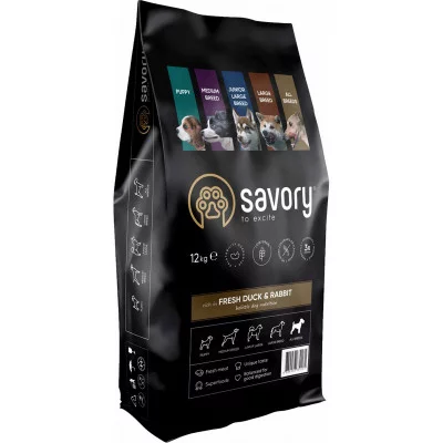 Savory Dog Adult для дорослих собак усіх порід зі свіжою качкою та кроликом