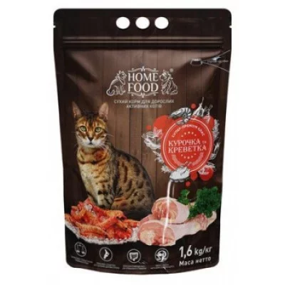 Home Food CAT ADULT Для активних «Курочка та креветка»
