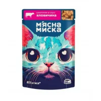 М'ясна миска шматочки в соусі пауч для дорослих котів 10 гр