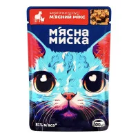 М'ясна миска шматочки в соусі пауч для дорослих котів 10 гр