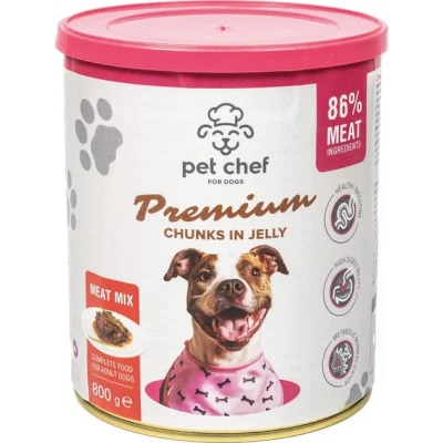 Повнораціонний корм для собак шматочки в желе ТМ Pet Chef 800гр