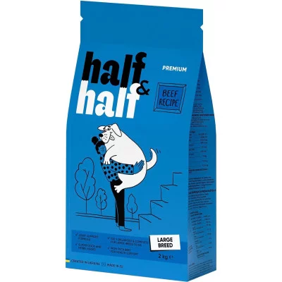 Half&Half Сухий корм для дорослих собак великих порід, з яловичиною