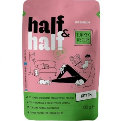 Half&Half Корм вологий   для кошенят, шматочки  у желе 100 г