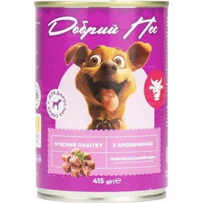 Добрий Пес, консерви для собак паштет, 415 гр.