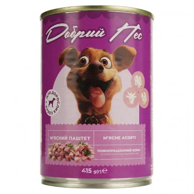 Добрий Пес, консерви для собак паштет, 415 гр.