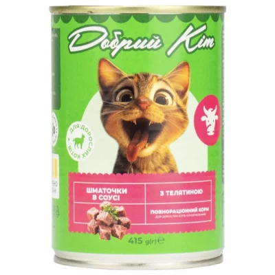 Добрий Кіт, консерви для котів шматочки  415 гр