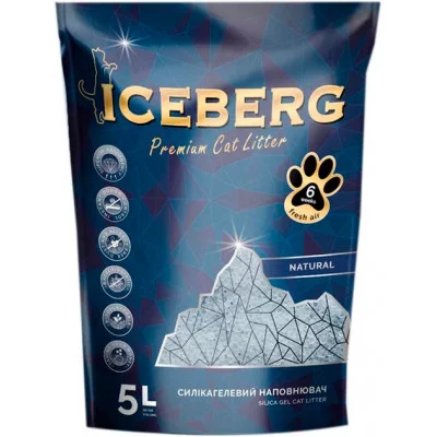 ICEBERG  гігієнічний з  кремнієвого гелю наповнювач для котів 5 л