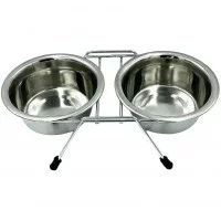 Lucky Star Миска подвійна хромована на підставці