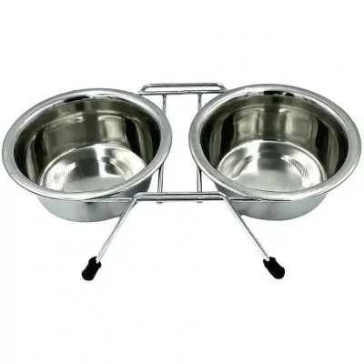 Lucky Star Миска подвійна хромована на підставці