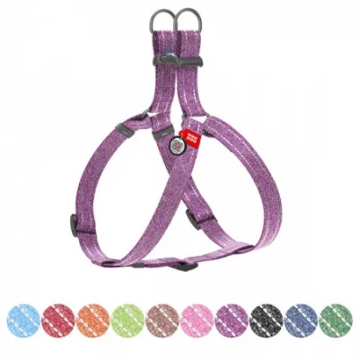 Шлея з відновленої бавовни WAUDOG Re-cotton з QR паспортом, світловідбивна, пластиковий фастекс,S, Ш