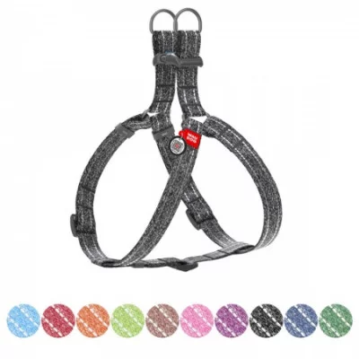 Шлея з відновленої бавовни WAUDOG Re-cotton з QR паспортом, світловідбивна, пластиковий фастекс,S, Ш