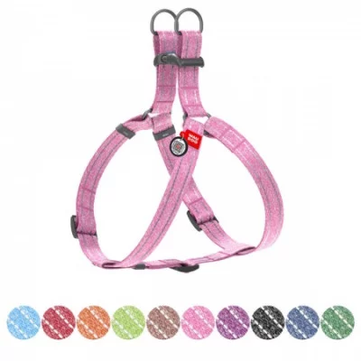 Шлея з відновленої бавовни WAUDOG Re-cotton з QR паспортом, світловідбивна, M Ш 20 мм, Дл 50-80 с