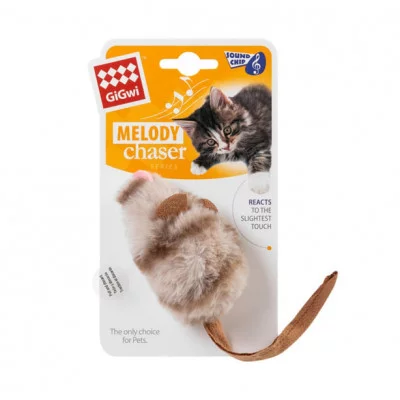 GiGwi Melody chaser  Іграшка для котів Мишка з електронним чіпом, пластик штучне хутро