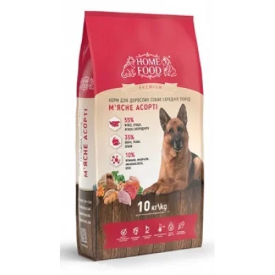 Home Food для дорослих собак середніх порід М'ясне асорті