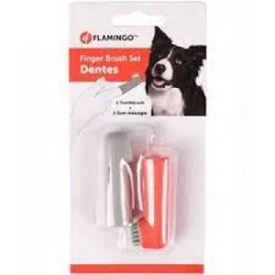 FLAMINGO FINGER TOOTHBRUSH мачажні щітки для зубів собак, на палець, набір