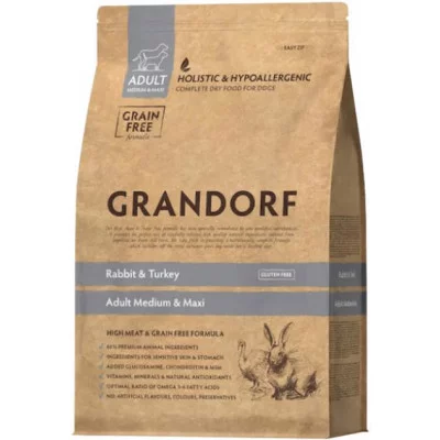 Grandorf Dog  RABBIT&TURKEY MED&MAXI  Кролик та індичка для середніх та крупних порід