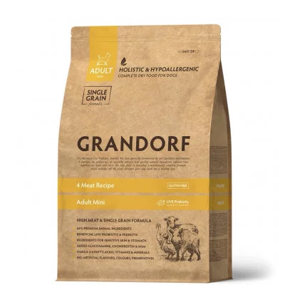 Grandorf Living Probiotics 4 Meat & Brown Rice Mini  Сухий корм для дрібних порід  4 м'яса з пробіот