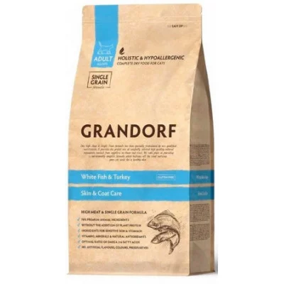 Grandorf White fish & Turkey  сухий корм для дорослих кішок з білою рибою