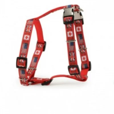 Camon Flag шлея для собак червона з 2-ма застібками