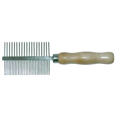 Гребінець двостороння з дерев'яною ручкою