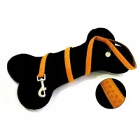 Повідець MYLORD з тисненням, помаранчевий, кожзам, 120x1,5см..