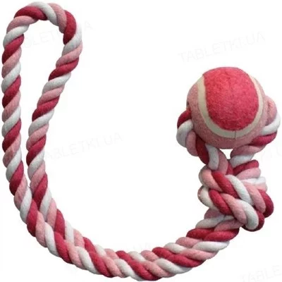 Іграшка для соб. CROCI канат грейфер з петлею і м'ячиком, рожевий, 5см / 33см (ціна за 1шт)
