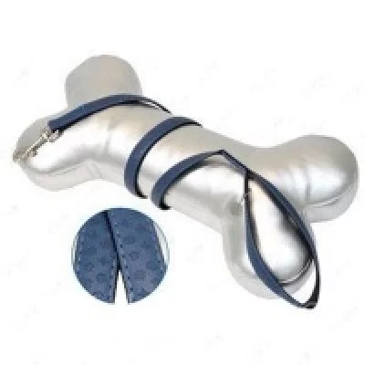 Повідець MYLORD с тиснением, синій, кожзам, 120x1,5см