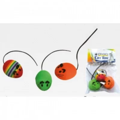 Іграшка для котів CROCI Миша-зефірний м'яч, 3-х4,5см, 3шт / уп (ціна за упак.) *